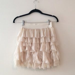 Free People Distressed Ruffles Mini Skirt